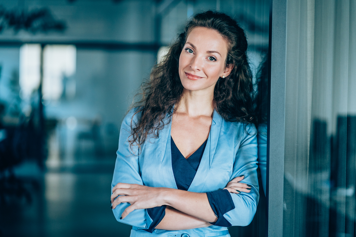 Smiling businesswoman at work