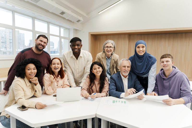 Group smiling business people looking at camera. Meeting. Successful business, startup team