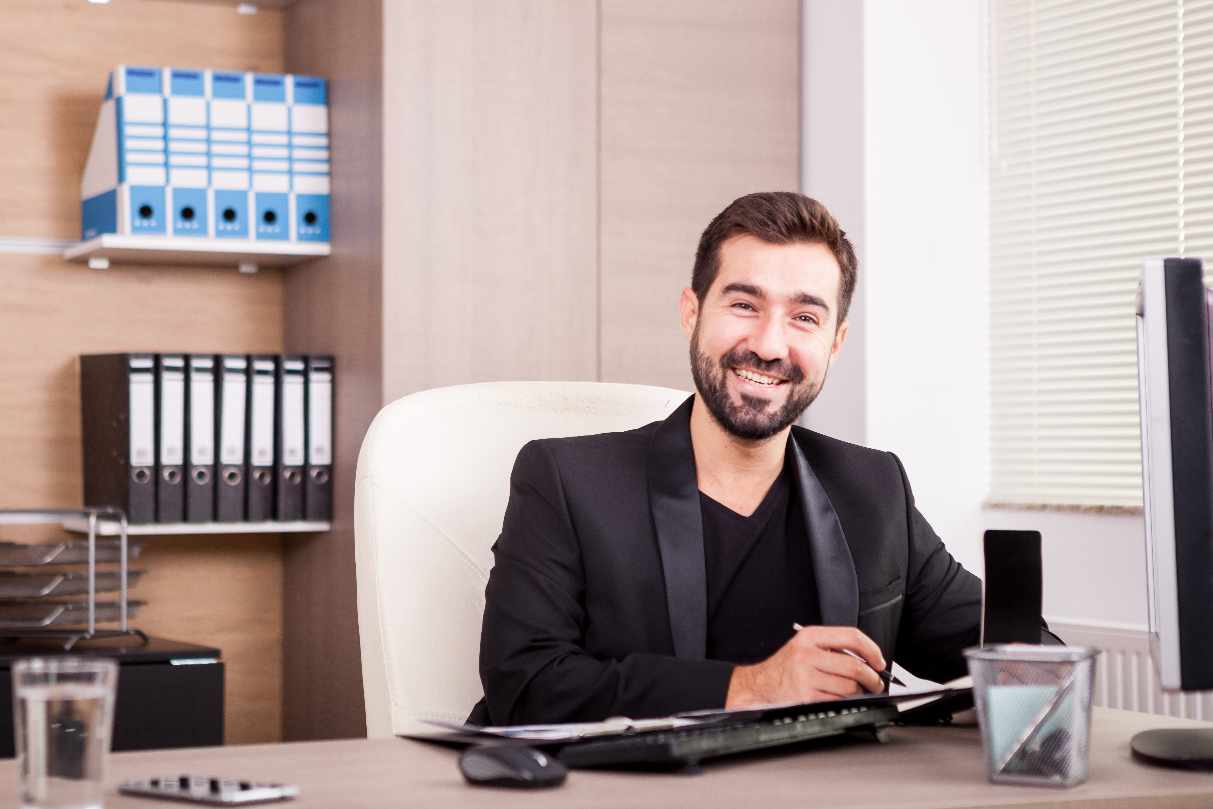 Businessman working in his office